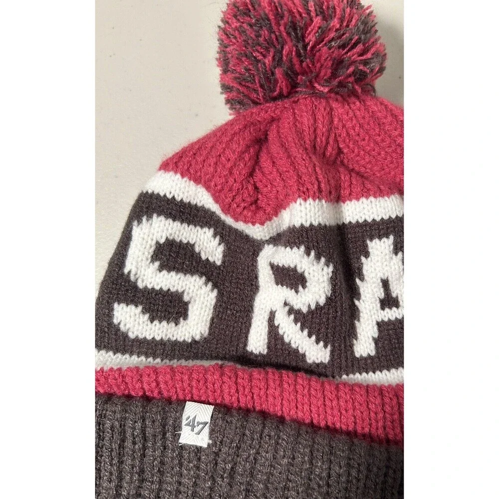 ‘47 Los Angeles Rams Pom Beanie Winter Hat - Pink & Gray  NFL One Size - Picture 4 of 7